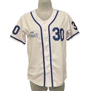 Youth Size Med White/Blue Sandlot #30 Benny the Jet Rodriquez Jersey